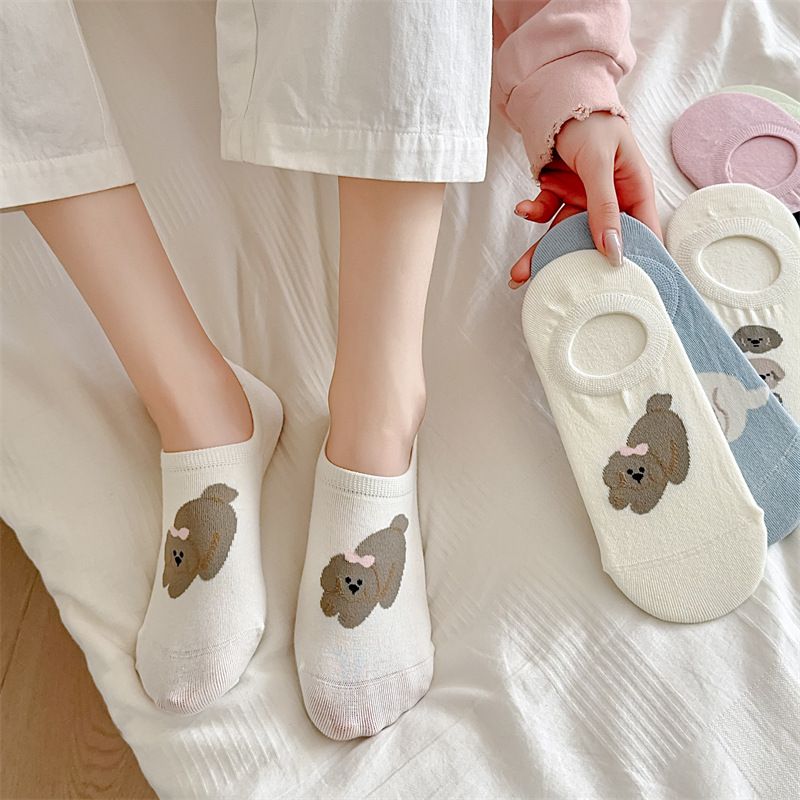 Women's & Men's Cotton No Show Socks With Cute Animal Patterns, Seamless Comfort, Breathable & Anti-Slip For Daily Wear_voghion.com