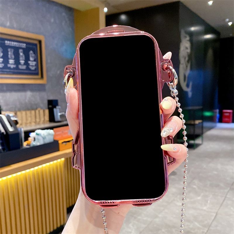 Coque miroir 3D pour iPhone 16 Max, 15, 14 Pro, avec dragonne, compatible avec les modèles 13 et 14 Pro Max._voghion.com