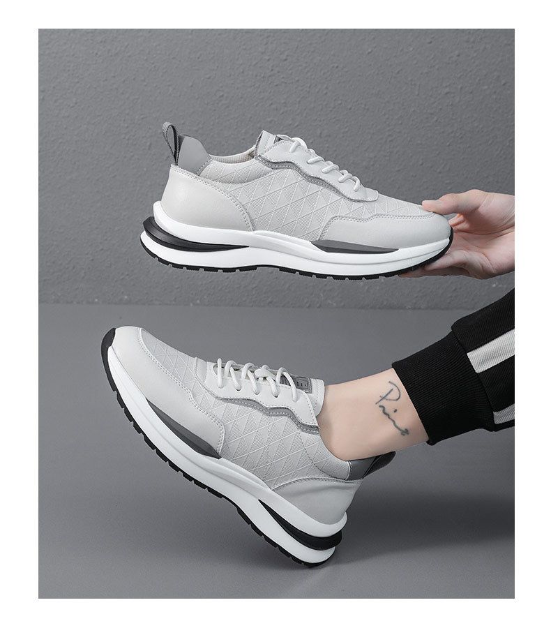 Herenschoenen Leer Koeienhuid Witte schoenen Herensportschoenen Boardschoenen Heren Ademende Casual Sportschoenen_voghion.com
