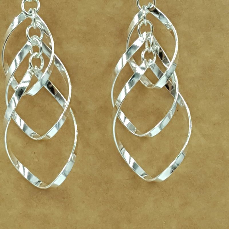 Orecchini a doppio cerchio in stile coreano placcati in argento 925, lunghi e esagerati, con nappe, gioielli all'ingrosso gratuiti_voghion.com