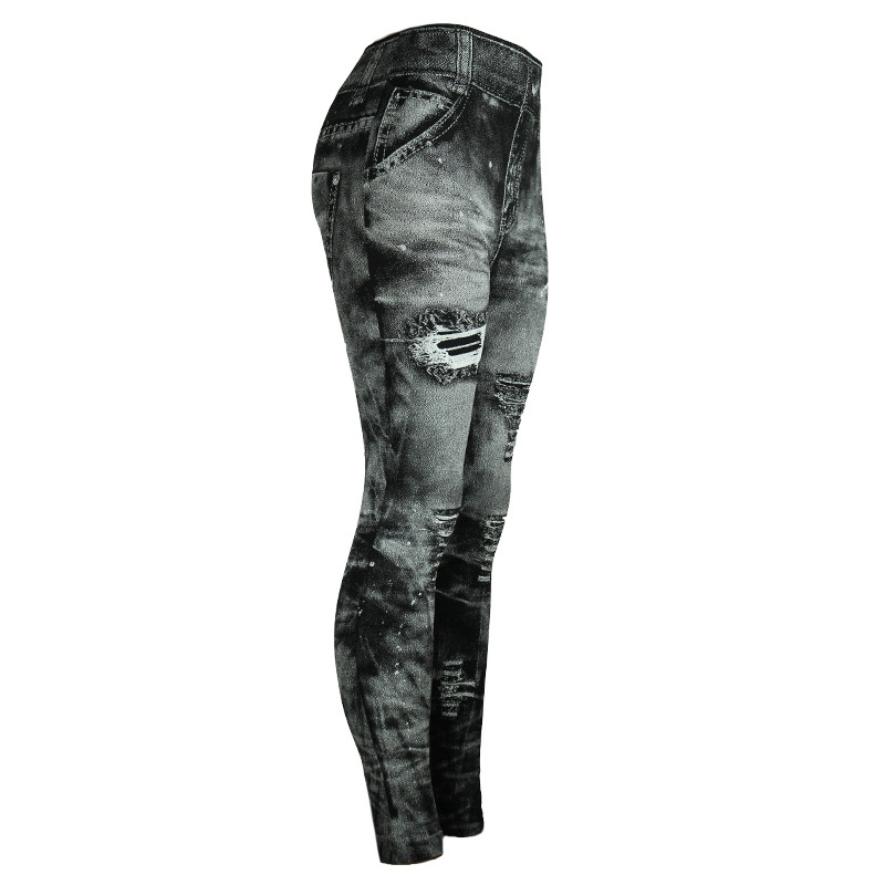 Leggings imitation denim pour femmes, pantalons multicolores populaires à neuf points pour soulever les hanches_voghion.com