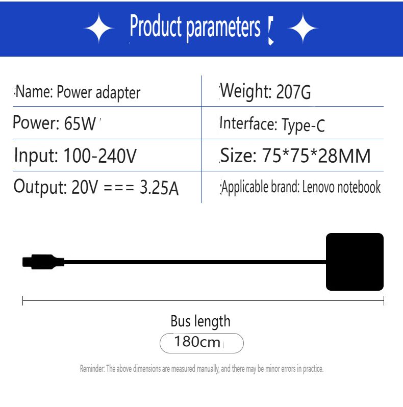 65W Universal USB-C PD 3.0 Laptop Charger - 20V 3.25A EU Power Adapter Suitable For ASUS/Dell/HP/Acer/Lenovo&Other Laptop_voghion.com