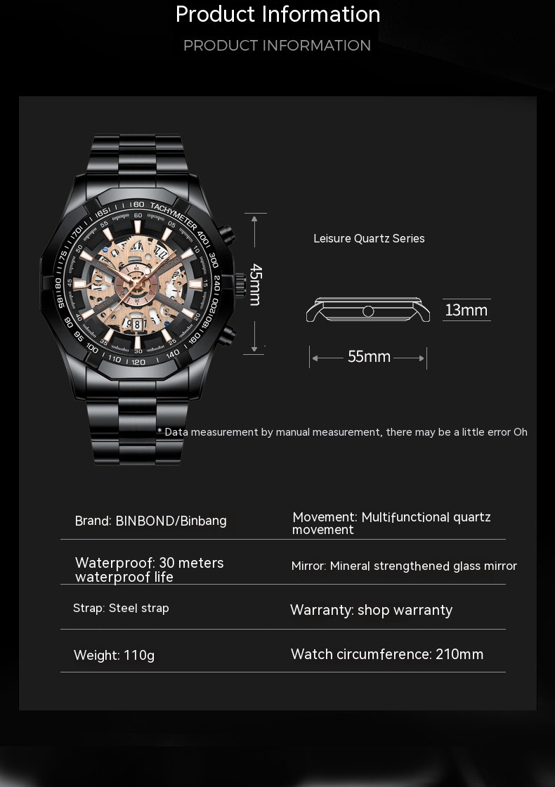 Montre d'affaires à vendre à chaud Montre non mécanique pour homme Montre mécanique d'affaires décontractée lumineuse et étanche_voghion.com