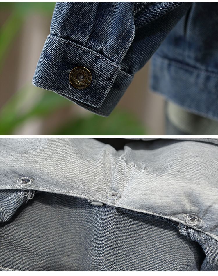 Giacca in denim per bambini con cappuccio staccabile, cappotto casual in morbido cotone per bambini, elegante capospalla blu per autunno e primavera_voghion.com