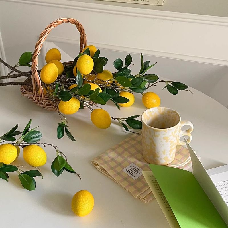 Branches de citron artificielles de style Ins, arrangement floral pour salon, décoration douce, art floral, plantes vertes artificielles, haut de gamme, réaliste_voghion.com