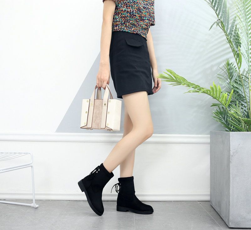 Small Size Fall/Winter French Style Flat Bottom Fleece-ed Boots_voghion.com
