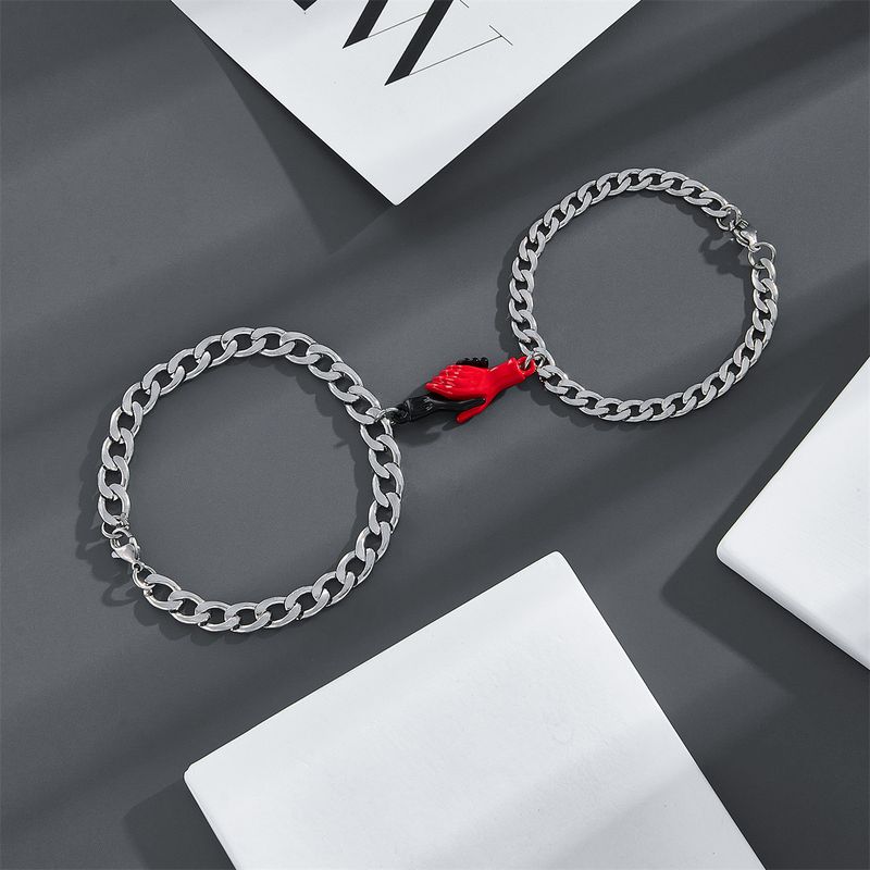 Nuovi braccialetti da tenere in mano per coppie, alla moda, in acciaio inossidabile, con catena cubana, piccoli gioielli colorati da abbinare alle mani._voghion.com