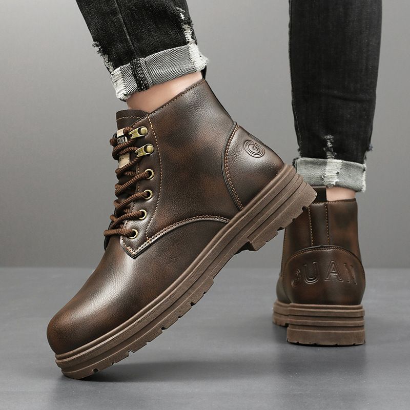 Nouvelles bottes courtes de travail britanniques polyvalentes rétro pour hommes, tendance décontractée d'automne et d'hiver, bottes Martin_voghion.com