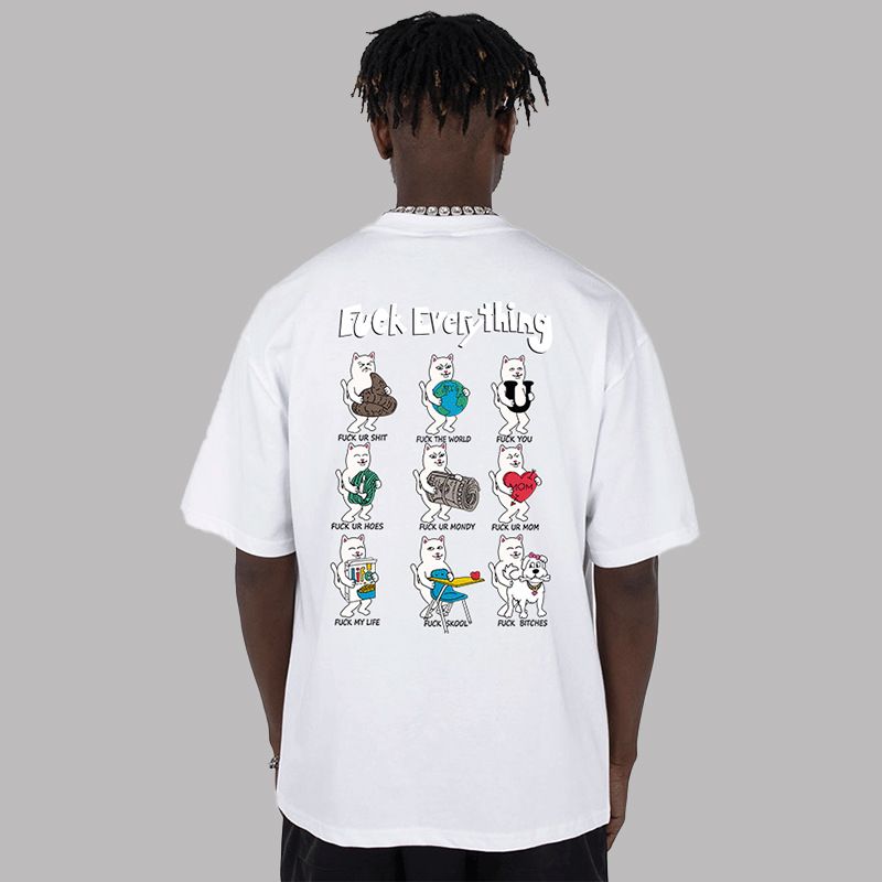 Herrenbekleidung Kurzarm T-Shirt aus reiner Baumwolle für den Sommer, Herrenhemd aus gekämmter Baumwolle, lockeres Hemd für Jungen, kreativer kleiner Rundhalsausschnitt, halbe Ärmel_voghion.com