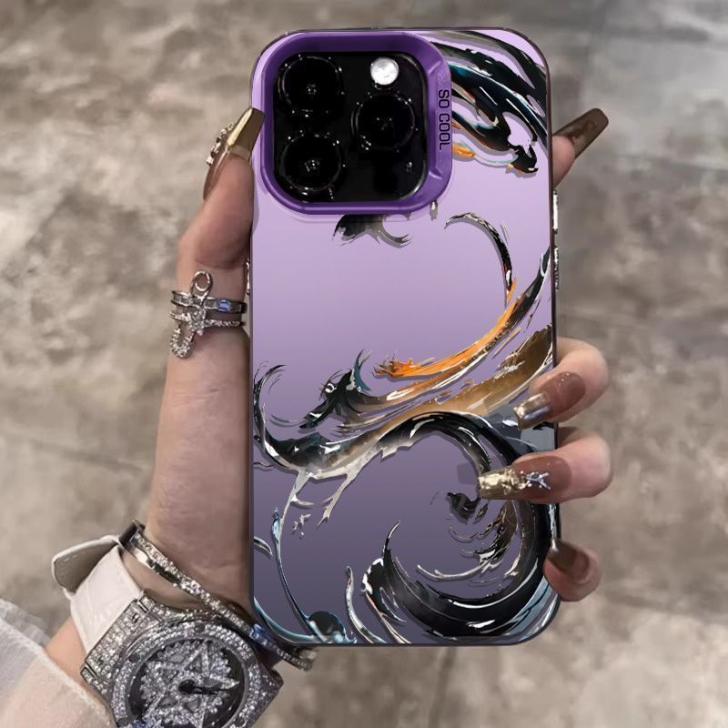 Ink Wave Geeignet für 16/15/14 iPhone Hülle 11/12/13 Pro/X Neu 8/7 Plus Farbe Silber_voghion.com