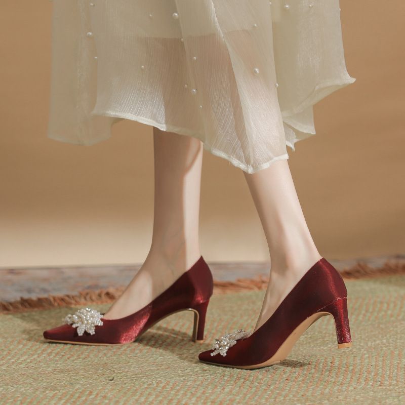 Ruby Crystal High-Heel Damenschuhe Dicke Sohle Design 2025 Neuankömmling_voghion.com
