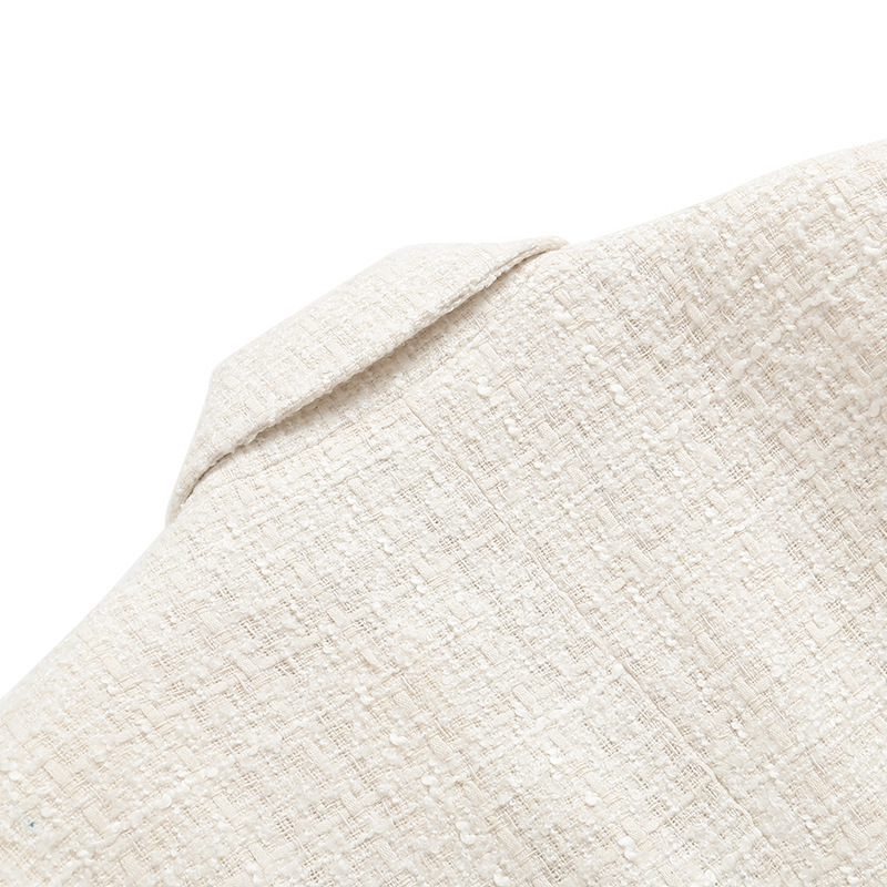 abbigliamento da donna giacca da donna di media lunghezza doppiopetto con texture a 4 colori_voghion.com