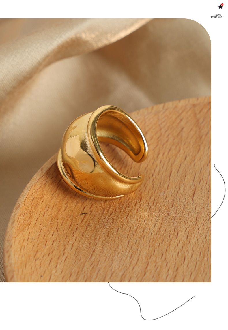 Nischendesign High-End-Ring Mode Vielseitig Titanstahl Vergoldet Persönlichkeit Temperament Offener Ring Schmuck Damen_voghion.com