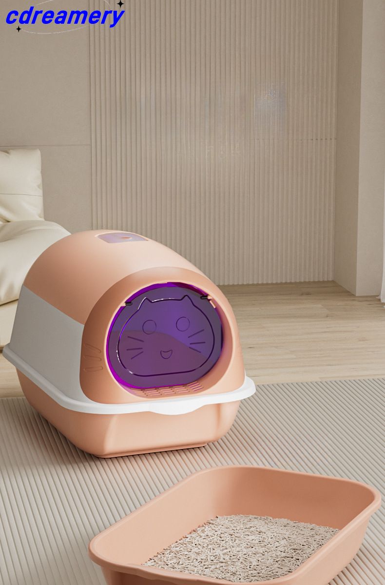 Disinfezione e deodorizzazione della lettiera per gatti, completamente chiusa, toilette per gatti di grandi dimensioni, lettiera per gatti, accessori per animali extra large_voghion.com