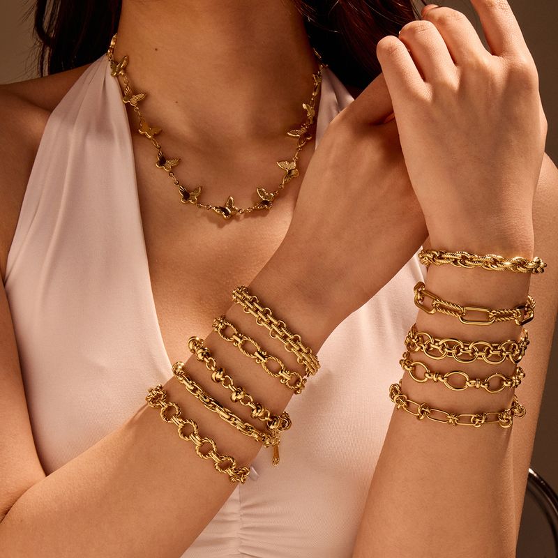 Punk Interlocking Stainless Steel Non Fading Thick Bracelet Fashionable Personality All Match Hand Jewelry_voghion.com