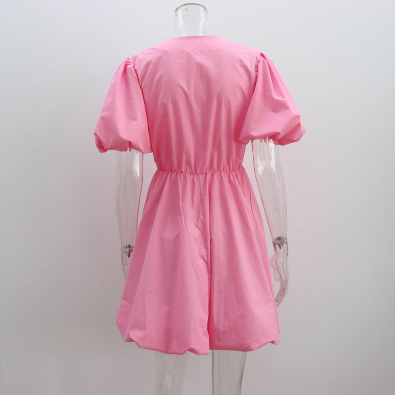 Pink Denim Loose Striped Sleeveless Long Neck Square Midi Mini Summer End Zipper Solid Printed Breathable Dress Gown_voghion.com