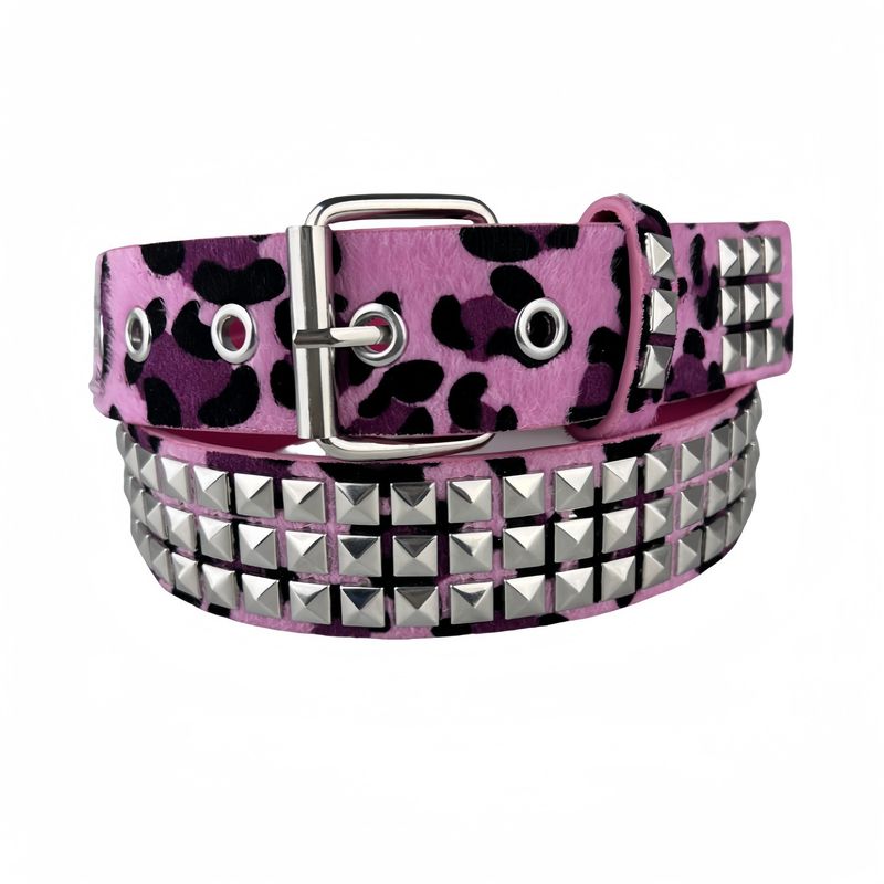 Nouvelle ceinture cloutée à perles carrées style gothique Cyber2K pour femme_voghion.com