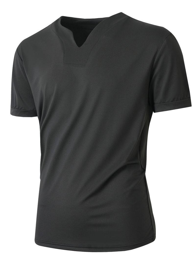 Men's Summer Stretch Fitness T-Shirt - Breathable Polyester, Comfortable Round Neck, Casual & Workout Tee For Gym, Running, Daily Wear_voghion.com