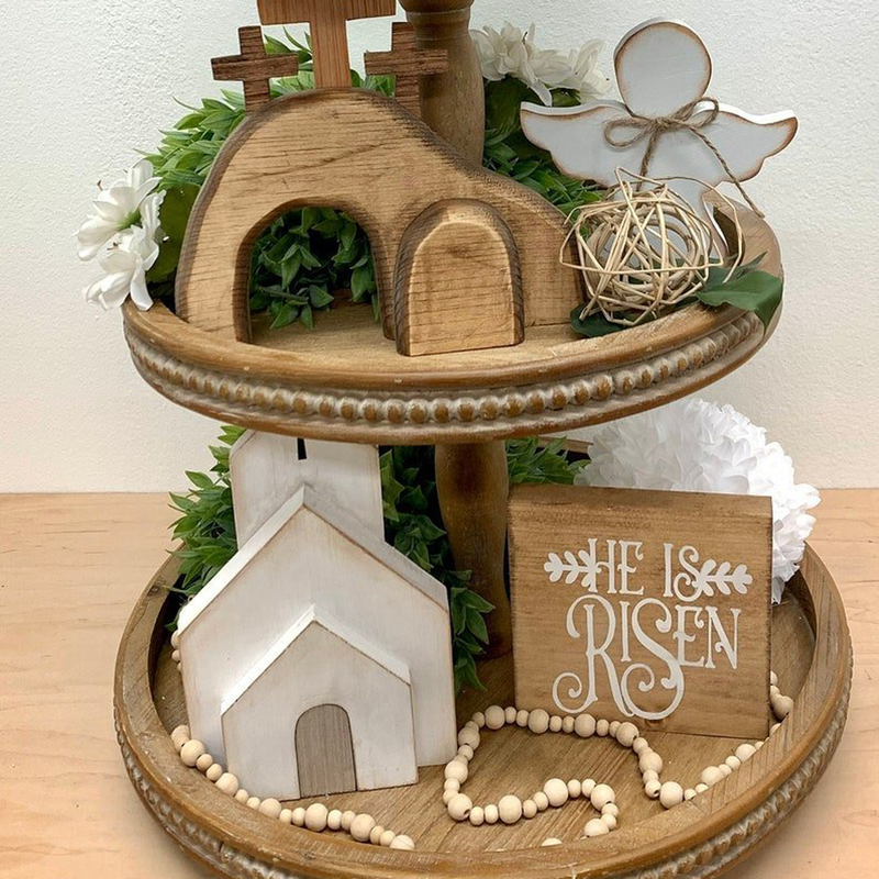 Πασχαλινός Ιησούς Άγγελος Ξύλινο Δημιουργικό Στολίδι Ιησούς Τάφος-Πασχαλινό Δίσκο Πακέτο_voghion.com