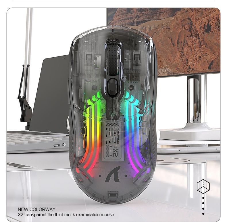 Digitex Digitex Attack Shark X2RGB Luminous Wireless Bluetooth Three-Mode Transparent Gaming Esports Mouse_voghion.com