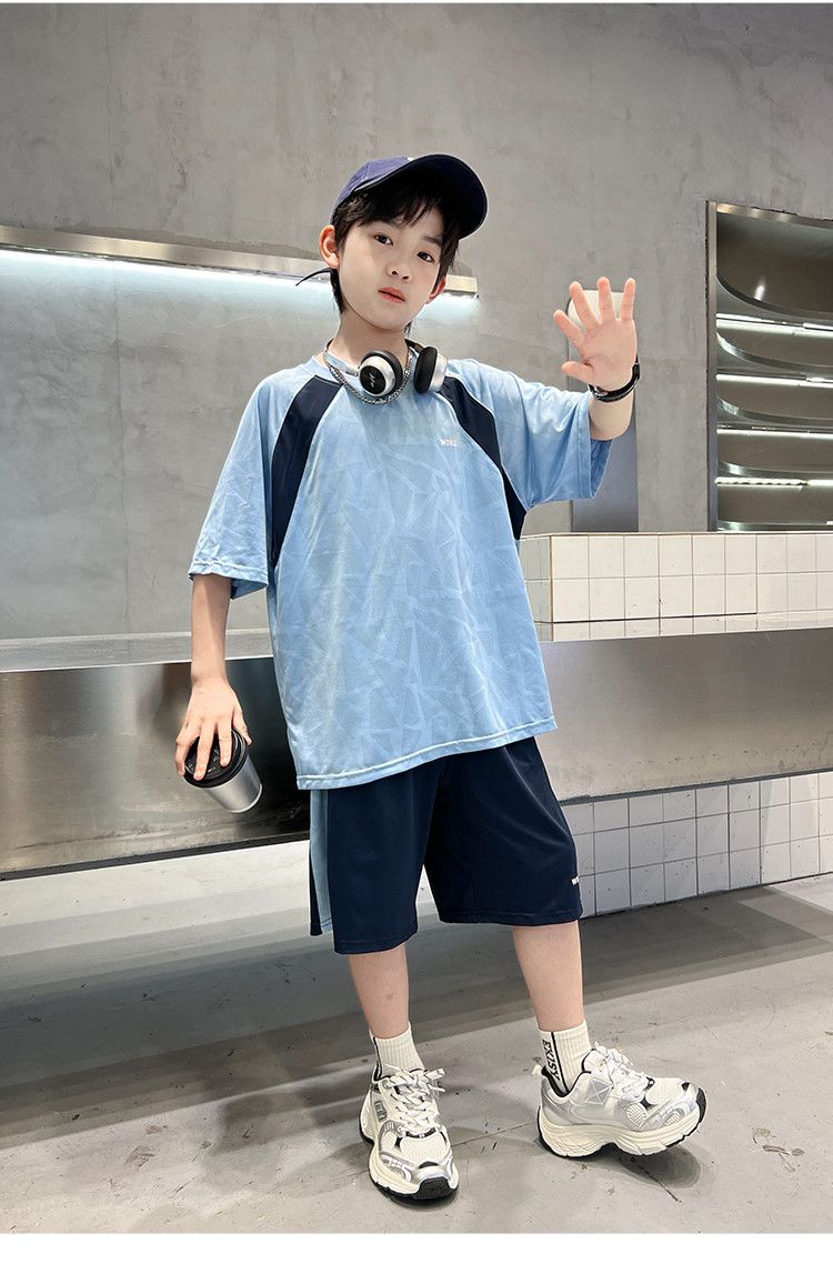 Kids’ Clothing Boys Summer Quick Drying Sports Suit New Style Medium And Large Children's Summer Children's Short Sleeved Two Piece Suit_voghion.com