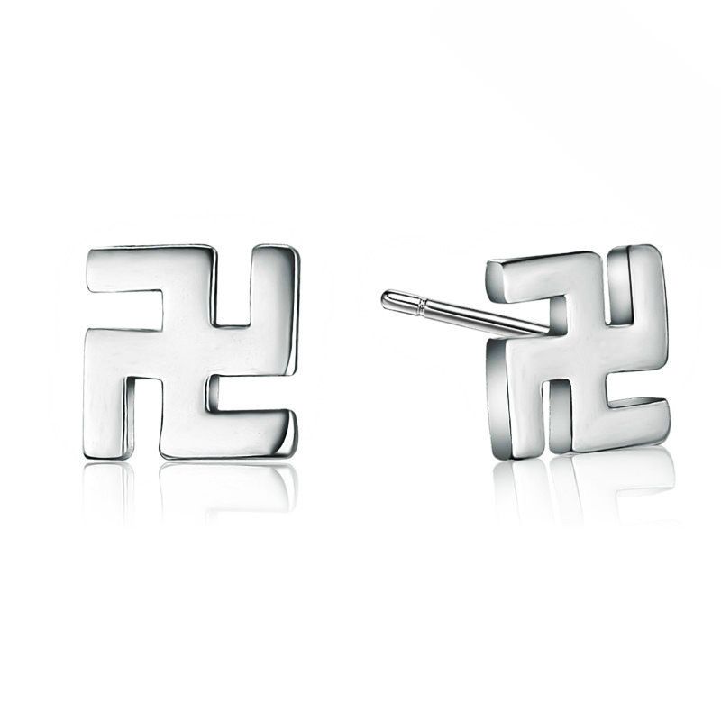 Orecchini a bottone geometrici da uomo in argento placcato, semplici e alla moda, a forma di croce, in stile coreano_voghion.com