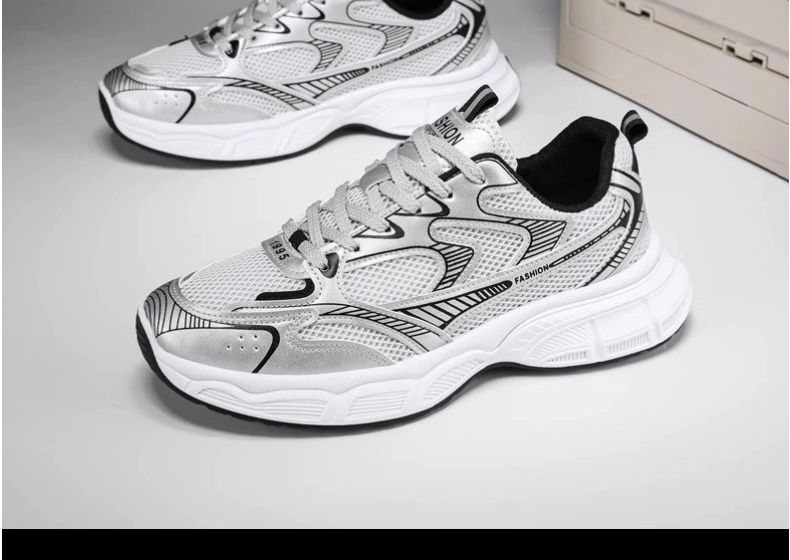 Scarpe da ginnastica casual da uomo, con LED, in pelle gommata, grigio chiaro e blu, con plateau stampato in nylon, da uomo, 3.0, PTRP_voghion.com