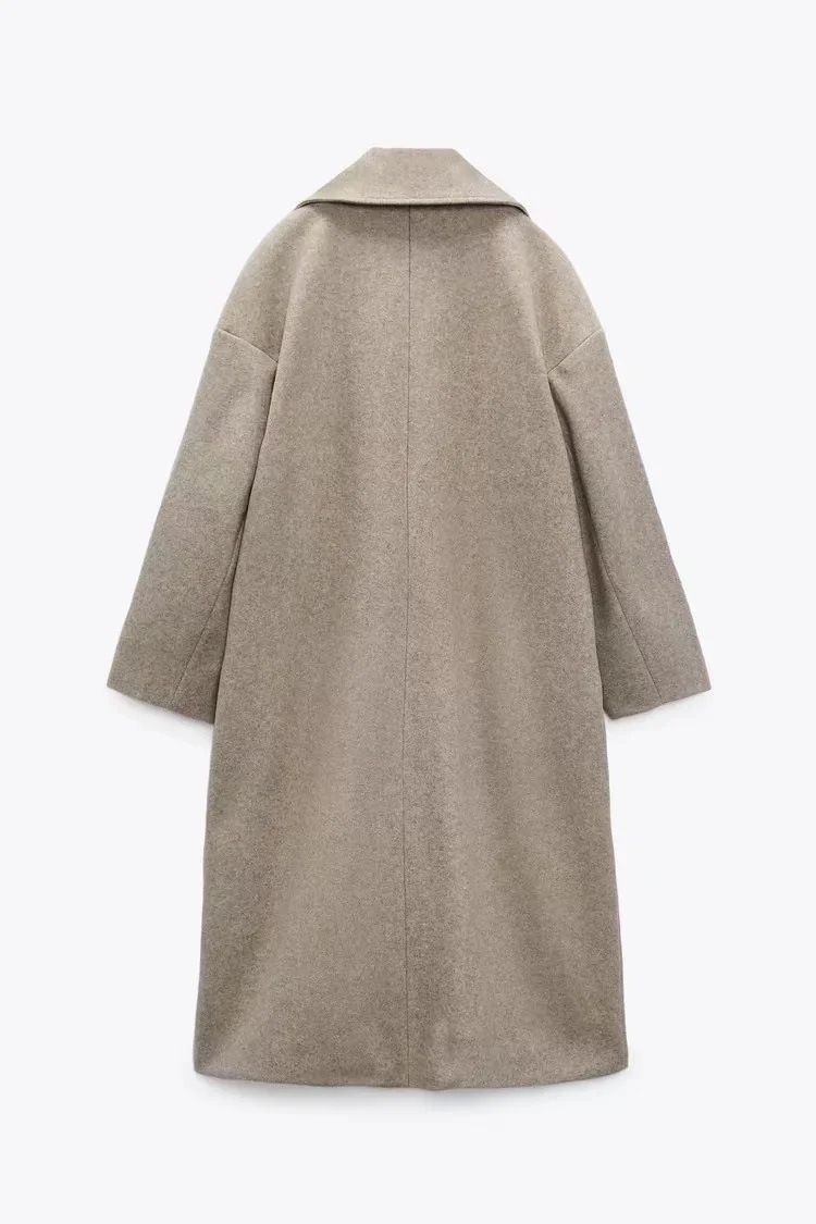 Women's clothing 2024 autumn and winter new item, loose collared double breasted long coat jacket_voghion.com