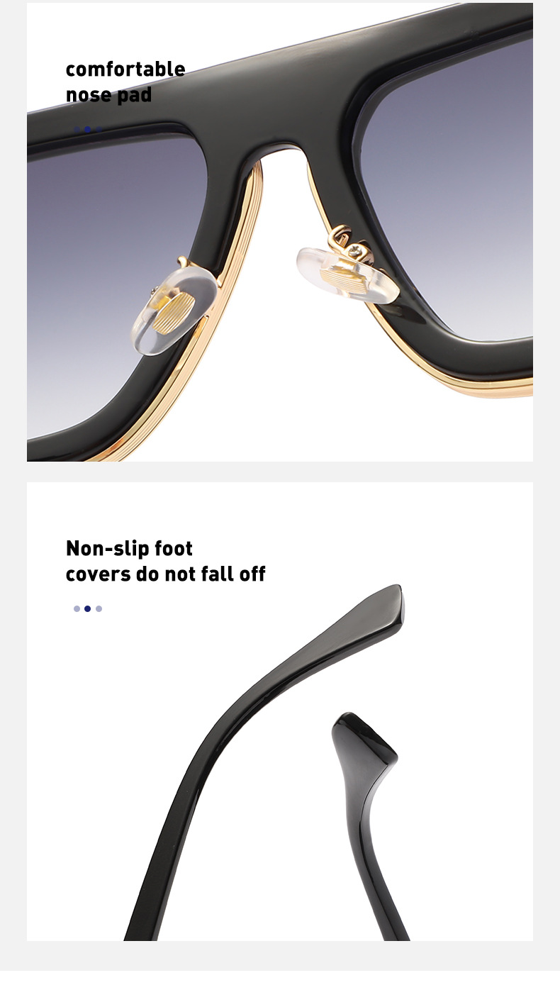 retro square frame sunglasses for men, high end steam punk style sunglasses for men, ins style_voghion.com