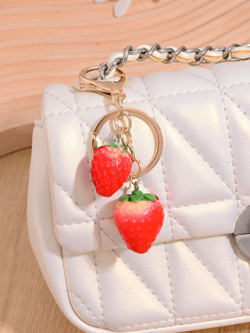 Portachiavi giapponese coreano a forma di fragola e ciliegia per donna, squisito e carino_voghion.com