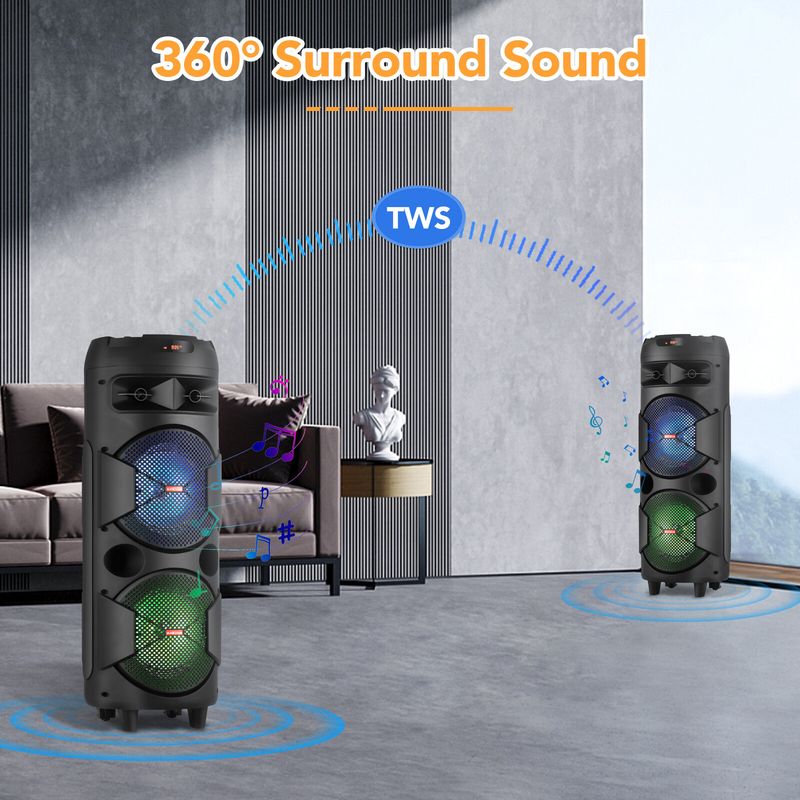 6000W Bluetooth-Lautsprecher Tragbarer Dual-Subwoofer Starker Bass Party DJ-System Mic_voghion.com