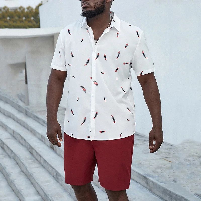 Herrenbekleidung Herren Hawaiihemd Code 3D-gedruckte Shorts Hemd Anzug Sommer_voghion.com