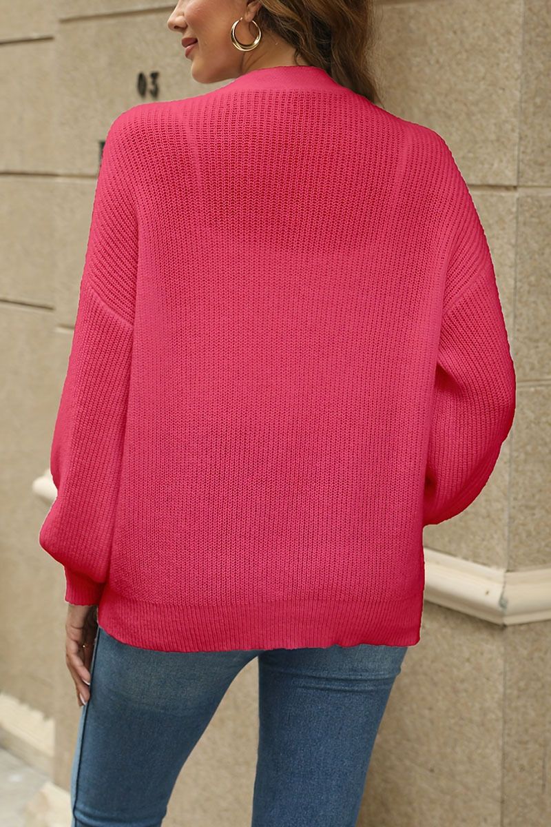 Cardigan in maglia snellente con scollo a V da donna – Elegante maglione ampio a maniche lunghe per autunno e inverno_voghion.com