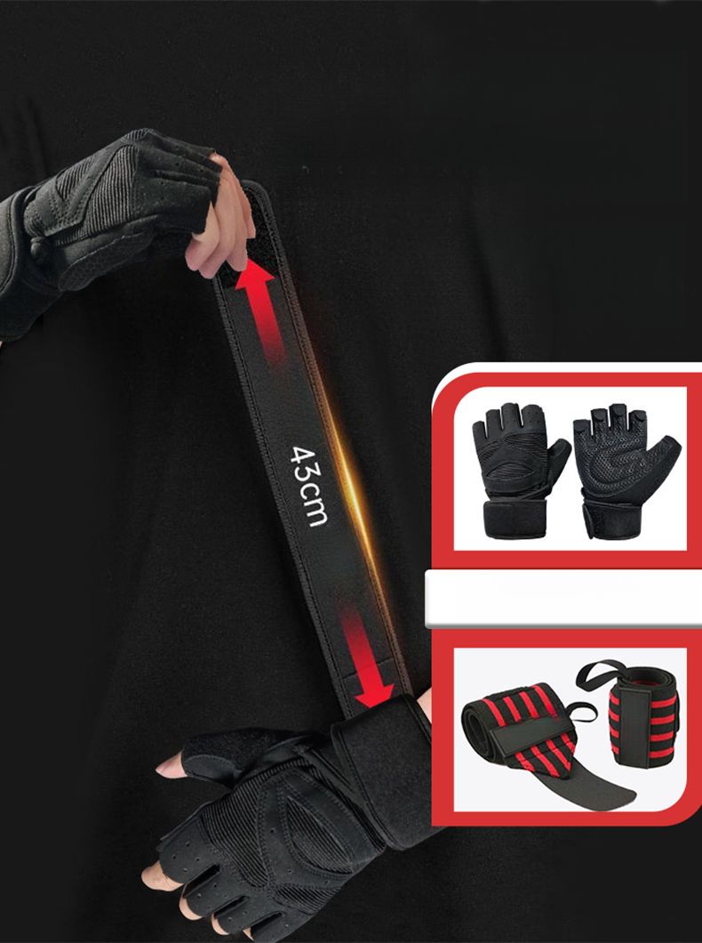 Fitness Men And Women Horizontal Bar Wrist Strap Two-in-one Non-slip Breathable Wearable Sports Gloves Dumbbe_voghion.com