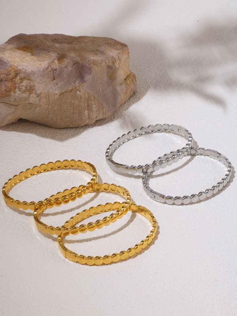 Square Sugar Ins Gold Bean Dot Buckle Bracelet Titanium Steel Non Fading Bracelet_voghion.com