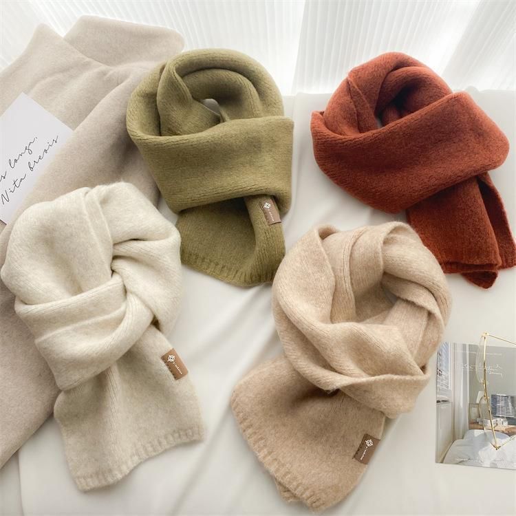 2025 New Trendy And Easy To Match Small Scarf Women's Autumn And Winter Soft Waxy Knitted Imitation Cashmere Neck Protection Scarf_voghion.com