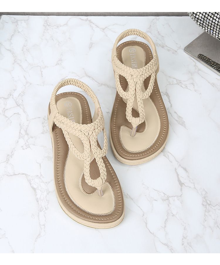 New Patchwork Sandals Women's Simple Light Casual Style Flat Large Size Flip-toe Sandals_voghion.com
