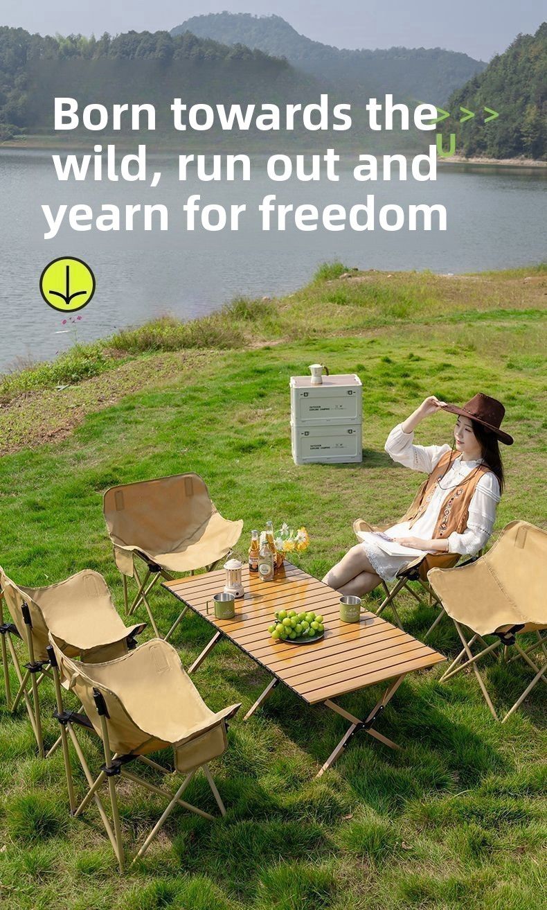 Outdoor Folding Egg Roll Table And Chairs Multi-Functional Household Full Set Durable New Lazy Portable Camping Picnic_voghion.com