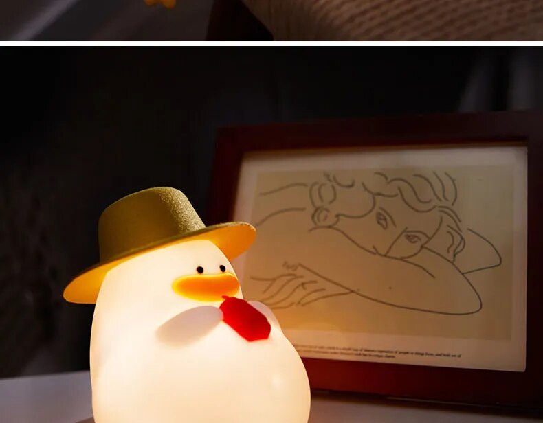 USB LED Gece Lambası şarj edilebilir lamba RGB Yumuşak Silikon Sevimli Ördek Hayvan Işık Yaratıcı Çocuk Hediye Tatil Yatak Odası Dekorasyon_voghion.com