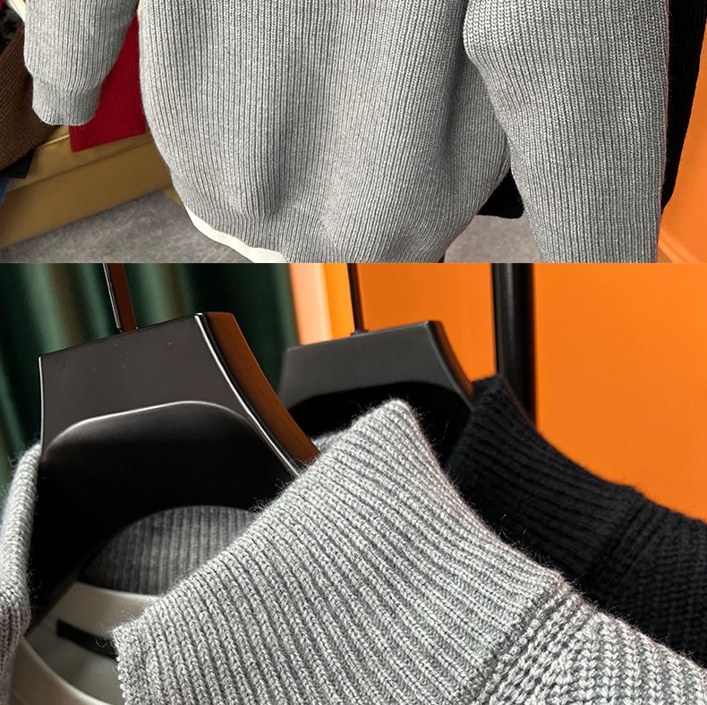 Men's Clothing Popular Cardigan Sweater Men 2024 Heavy Craft Korean Version Stand Collar Solid Color Large Size Knitted Sweater Men's Coat Trend_voghion.com