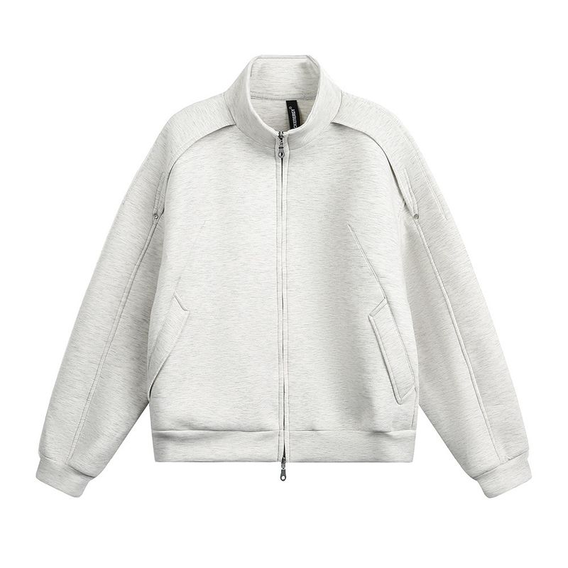 Strickjacke im amerikanischen Stil mit Stehkragen für Herren, Herbst, lässig, locker, High Street-Trend, einfarbiger Patch_voghion.com