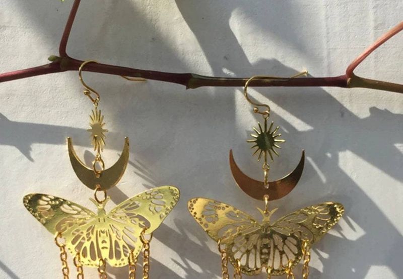 Orecchini farfalla ametista orecchini luna, orecchini astrofisici_voghion.com