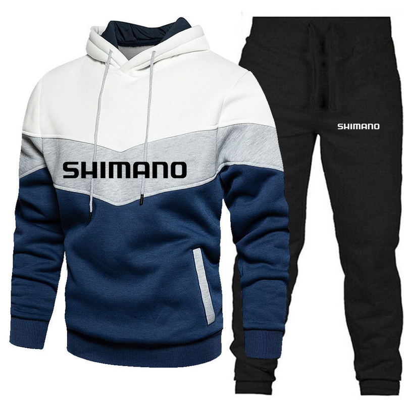 Shimaon hommes automne et hiver pêche ensemble pull pantalon 2 pièces vêtements de sport décontractés hommes marque vêtements_voghion.com