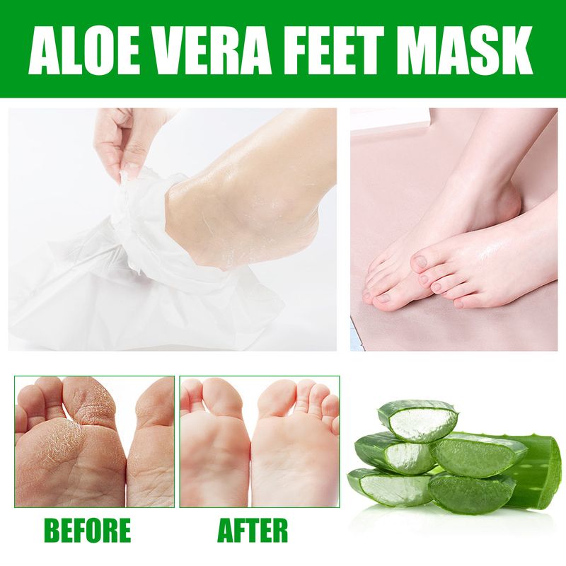 Maschera per i piedi idratante, detergente, esfoliante, ammorbidente e setosa all'aloe vera EELHOE_voghion.com