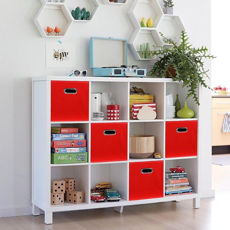 Contenitore portaoggetti pieghevole in tessuto con manici - Scatola organizer quadrata per cassetti dell'armadio e casa (multiuso, salvaspazio, antipolvere, grande capacità)_voghion.com