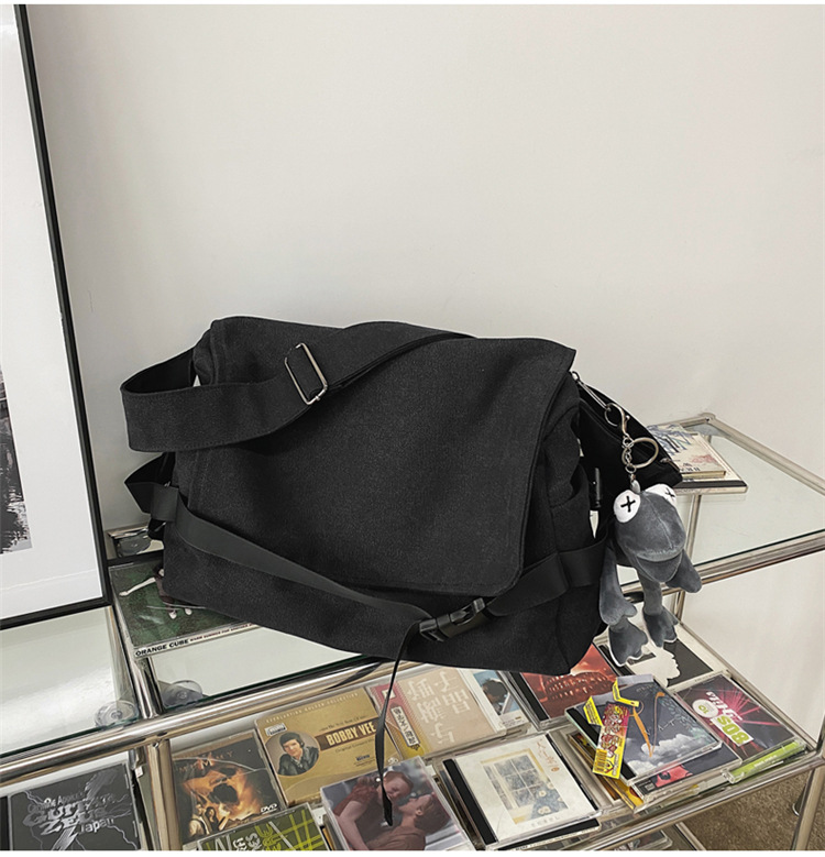 Plátěná crossbody taška s velkou kapacitou, jednoduchá taška přes rameno, ležérní studentská taška, batoh pro muže, taška přes rameno_voghion.com