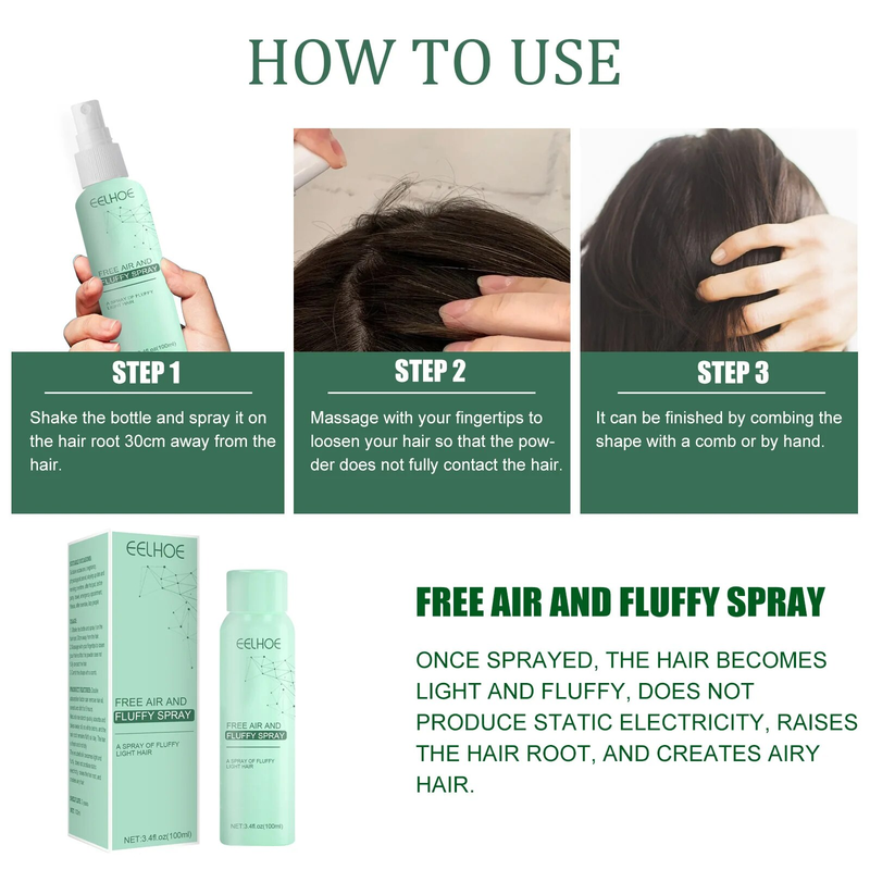 Free Air and Fluffy Spray Refreshing to Oil Lazy Oil Control No-wash Air-feeling Dry Shampoo Spray for Oily Hair Relax Care 100ml_voghion.com
