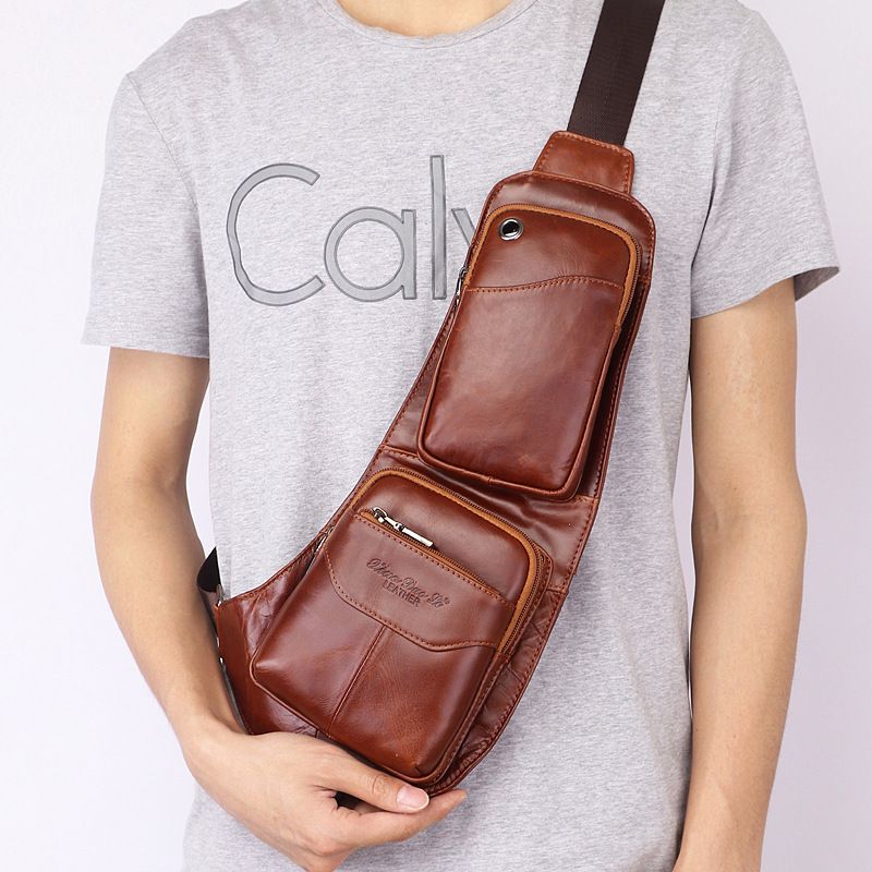 Borsa a tracolla personalizzata in vera pelle di vacchetta, da uomo, con tracolla, per telefono cellulare_voghion.com
