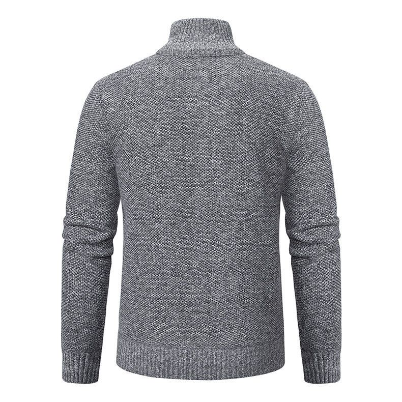 Herren-Strickpullover mit Fleecefutter – Slim-Fit-Pullover mit Stehkragen für Wärme im Winter_voghion.com