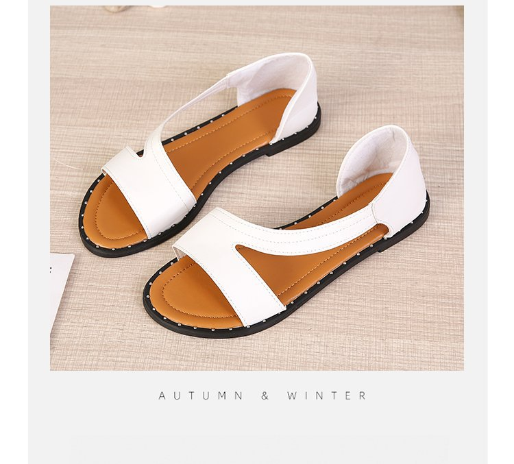 Women's Shoes Roman Style Large Size Fish Mouth One Line Flat Sandals New Open Toe Women's Shoes_voghion.com